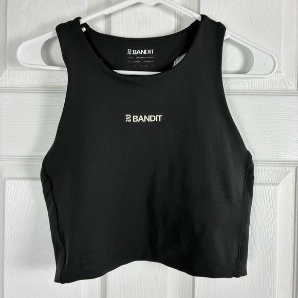 Bandit Tops - Bandit Stamina Race Running Crop Tank Singlet Black Top Pockets Womens Large